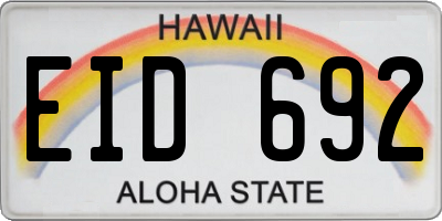 HI license plate EID692