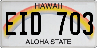 HI license plate EID703