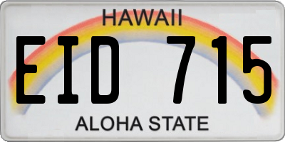 HI license plate EID715