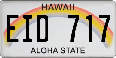 HI license plate EID717