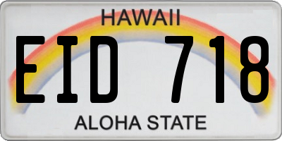 HI license plate EID718