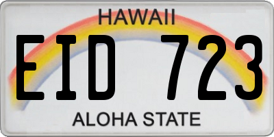 HI license plate EID723