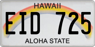 HI license plate EID725