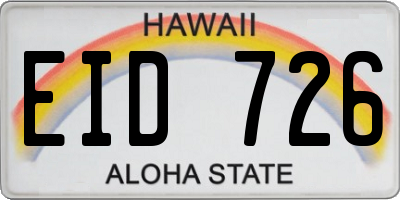 HI license plate EID726