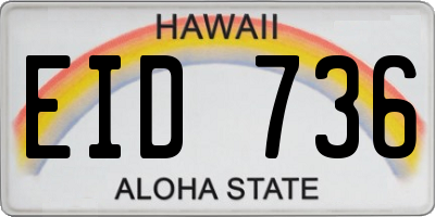 HI license plate EID736