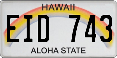 HI license plate EID743