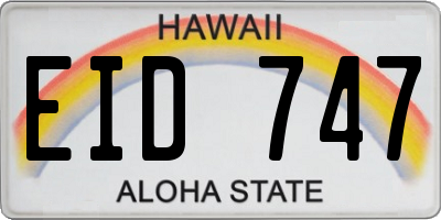 HI license plate EID747