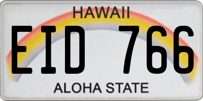 HI license plate EID766