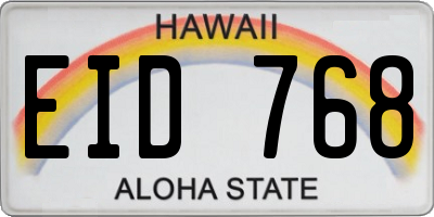 HI license plate EID768