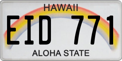 HI license plate EID771