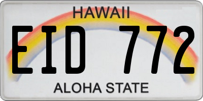 HI license plate EID772