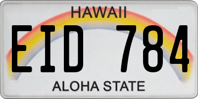 HI license plate EID784