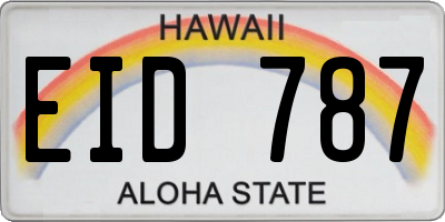 HI license plate EID787