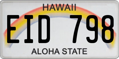 HI license plate EID798