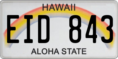 HI license plate EID843