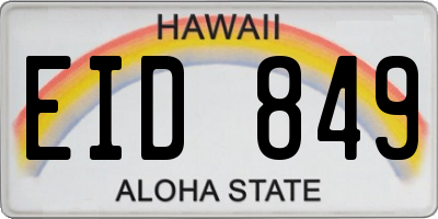 HI license plate EID849