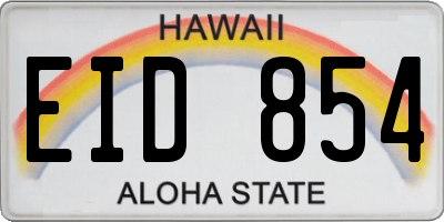 HI license plate EID854