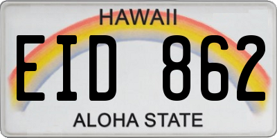 HI license plate EID862