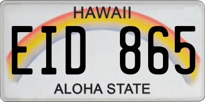 HI license plate EID865
