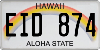 HI license plate EID874