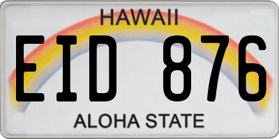 HI license plate EID876