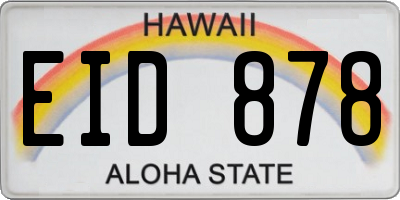 HI license plate EID878