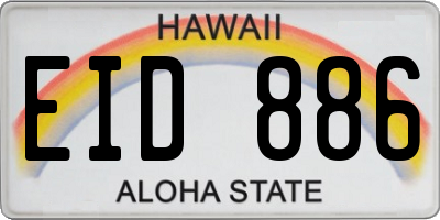 HI license plate EID886