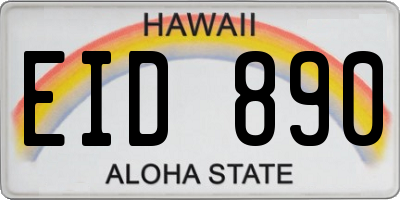 HI license plate EID890