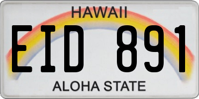 HI license plate EID891