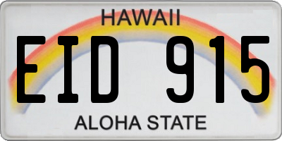 HI license plate EID915