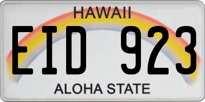 HI license plate EID923