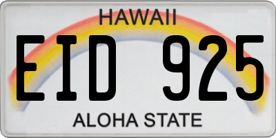 HI license plate EID925