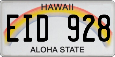 HI license plate EID928