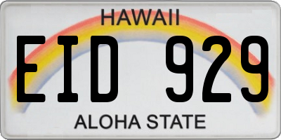 HI license plate EID929