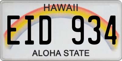 HI license plate EID934