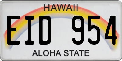 HI license plate EID954