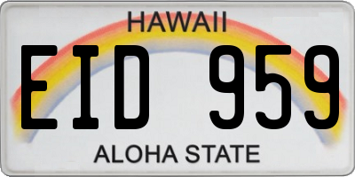 HI license plate EID959