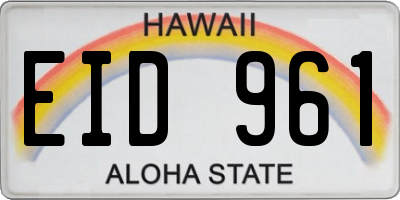 HI license plate EID961