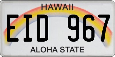 HI license plate EID967