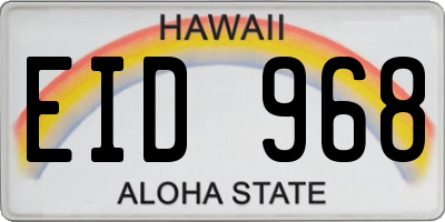 HI license plate EID968