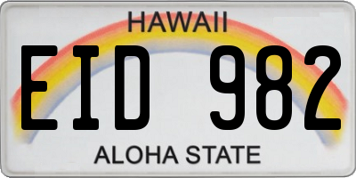 HI license plate EID982