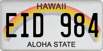 HI license plate EID984