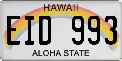 HI license plate EID993