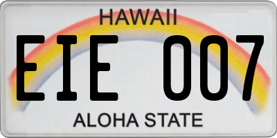 HI license plate EIE007