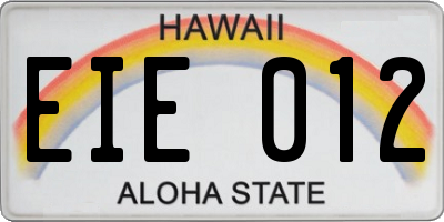 HI license plate EIE012