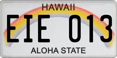 HI license plate EIE013