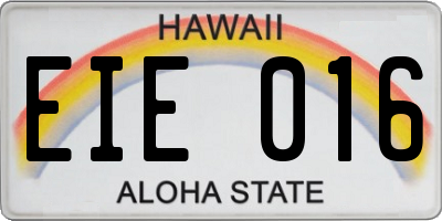 HI license plate EIE016