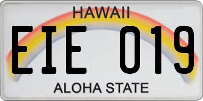 HI license plate EIE019