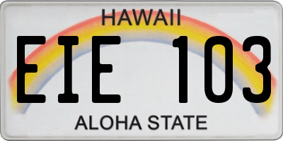 HI license plate EIE103