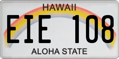 HI license plate EIE108